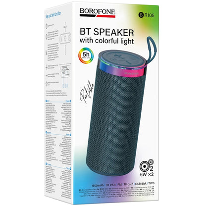Prenosivi Bluetooth zvučnik Borofone BR105 Loud, 10W, TWS, RGB, Tamnoplavi
