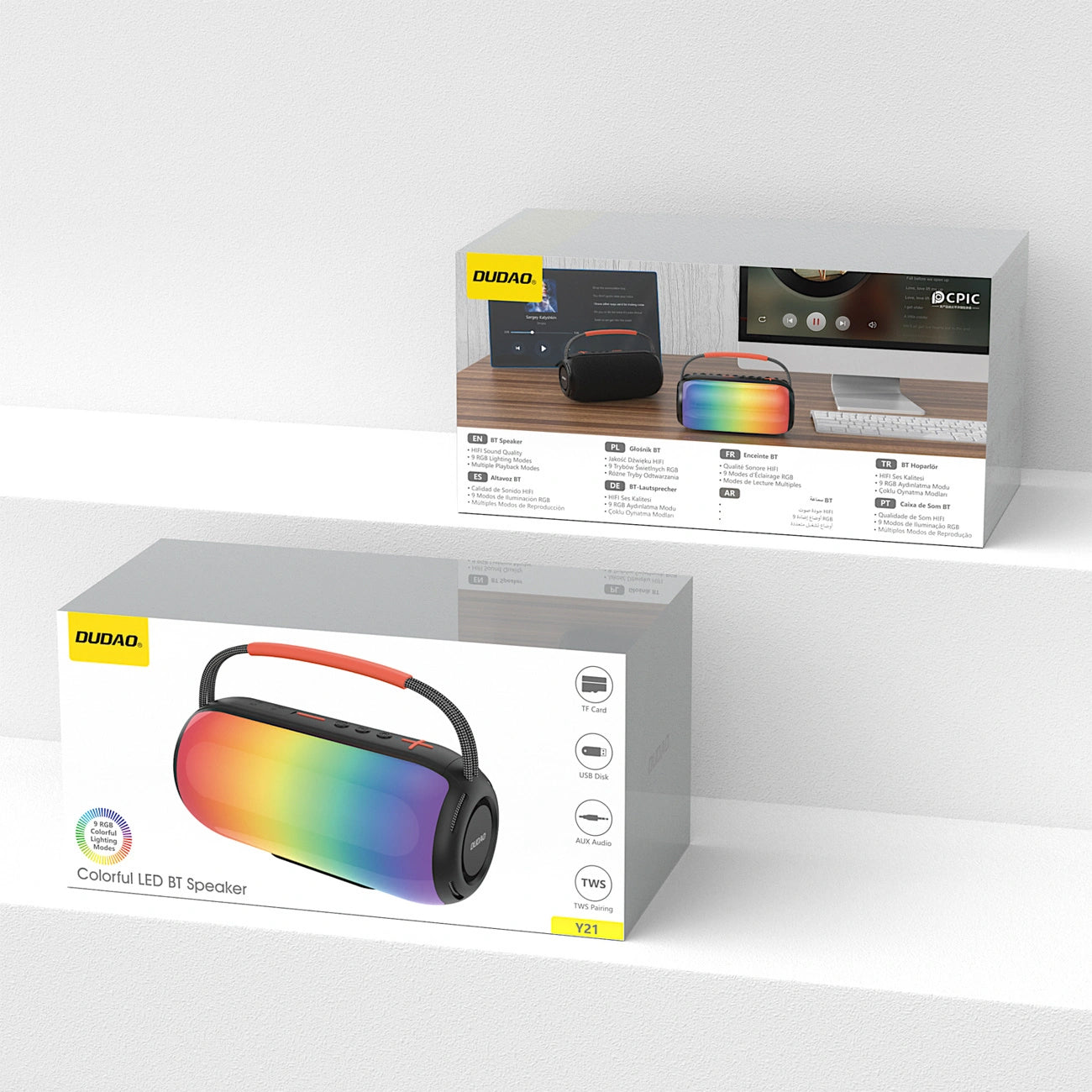 Prenosivi Bluetooth Zvučnik Dudao Y21, 2 x 5W, TWS, RGB, Crni