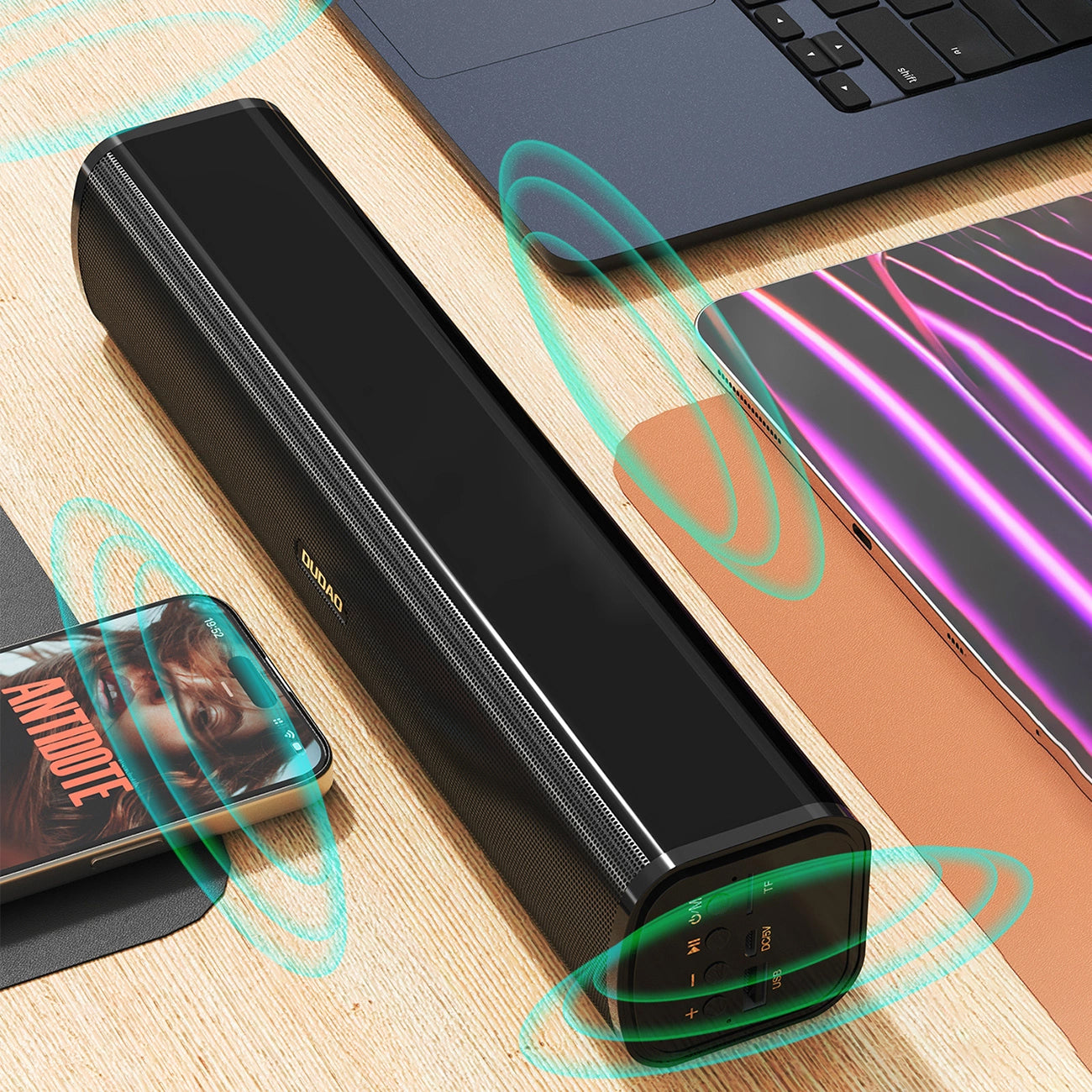 Portable Bluetooth Speaker Dudao Y2+, 2 x 3W, Black 