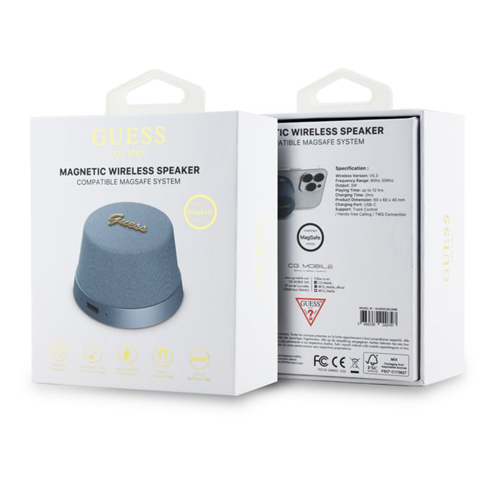 Prenosivi Bluetooth Zvučnik Guess Stand Magnetic Script Metal, 3W, Plavi