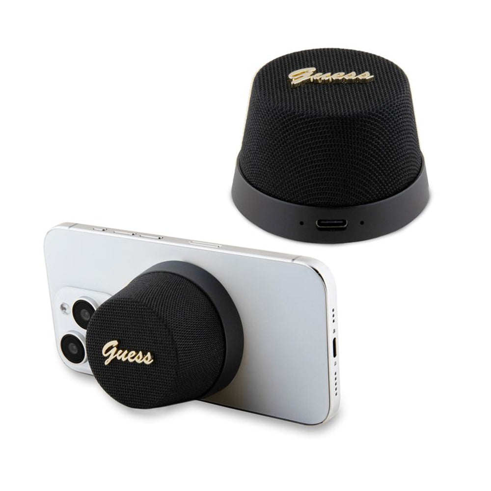 Prenosivi Bluetooth zvučnik Guess Stand Magnetic Script Metal, 3W, Crni