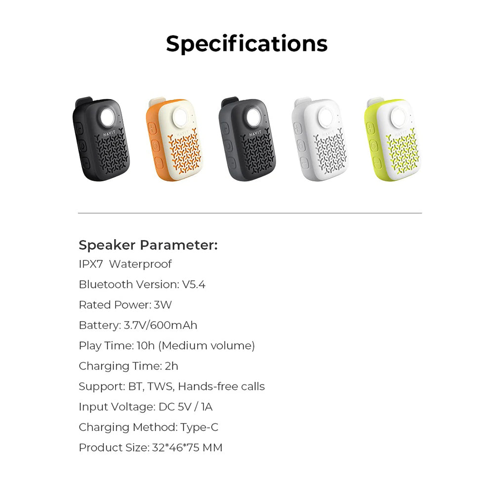 Prenosni Bluetooth zvučnik HAVIT SK868BT, 5W, Vodootporan, Crni