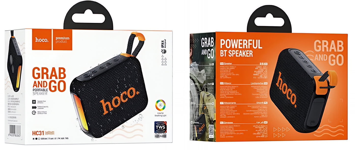 Prenosivi Bluetooth Zvučnik HOCO HC31, 10W, TWS, RGB, Vodootporan, Crni