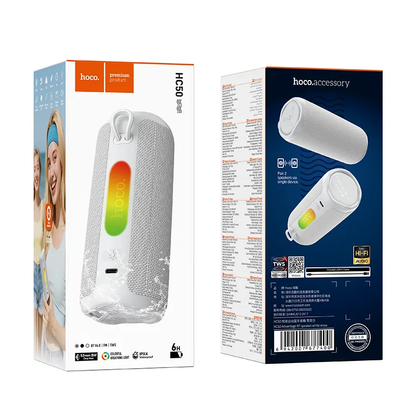 Prenosivi Bluetooth Zvučnik HOCO HC50, 8W, TWS, RGB, Vodootporan, Beli