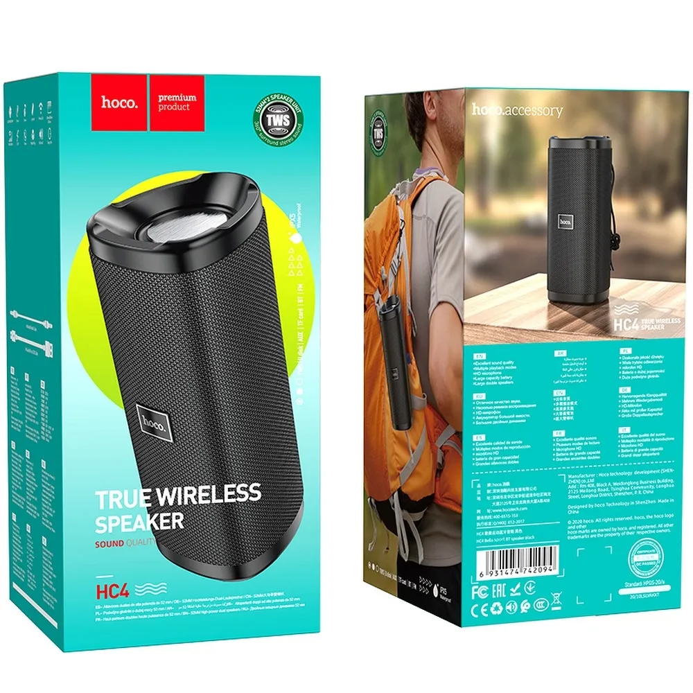 Prenosivi Bluetooth zvučnik HOCO HC4 Bella Sport, 10W, TWS, Vodootporan, Crni