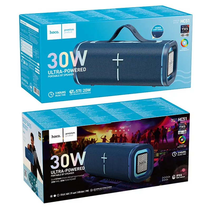 Prenosivi Bluetooth zvučnik HOCO HC51, 30W, TWS, RGB, Plava