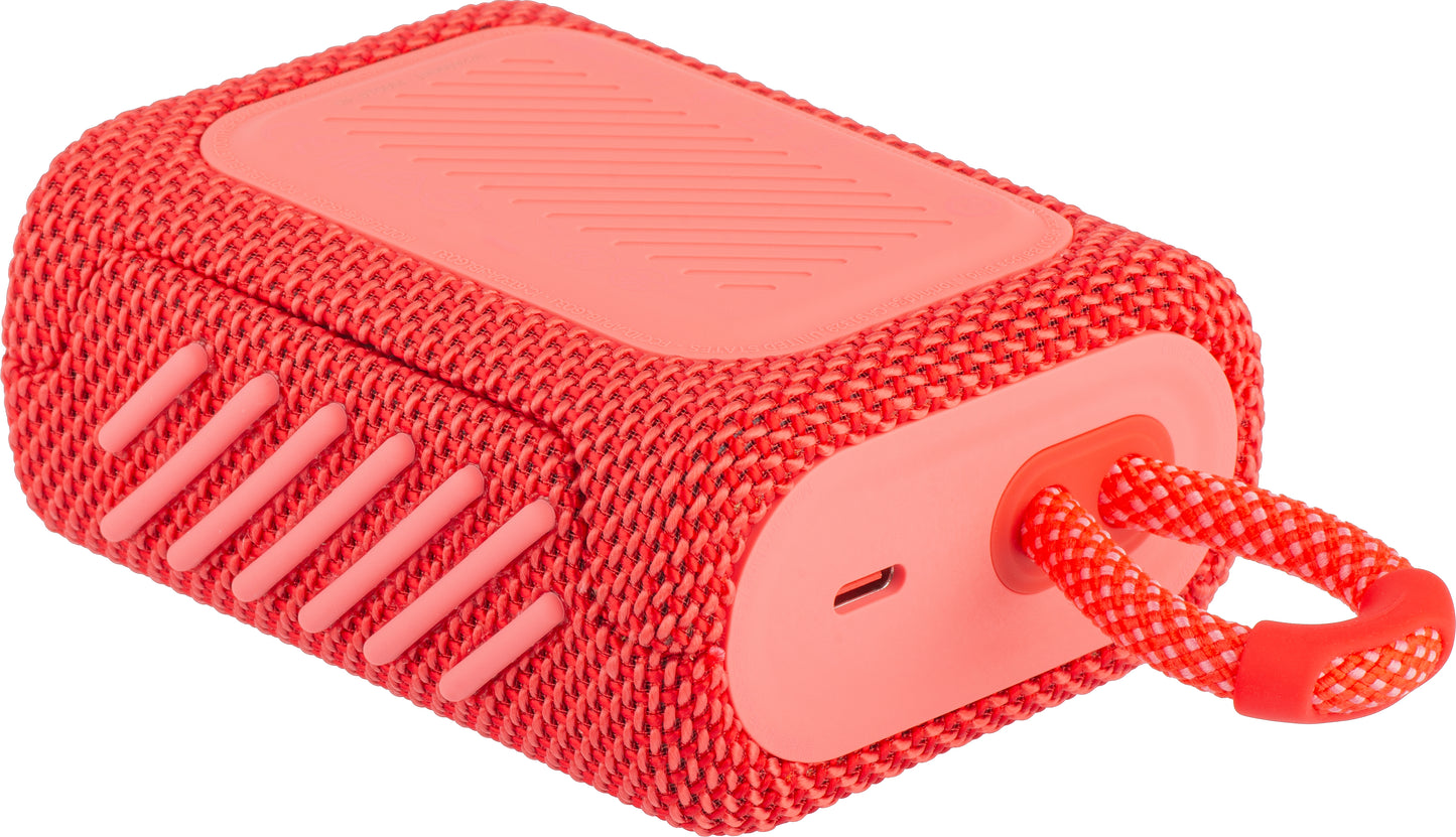 Portable Bluetooth Speaker JBL GO 3, 4.2W, Pro Sound, Waterproof, Pink JBLGO3RED