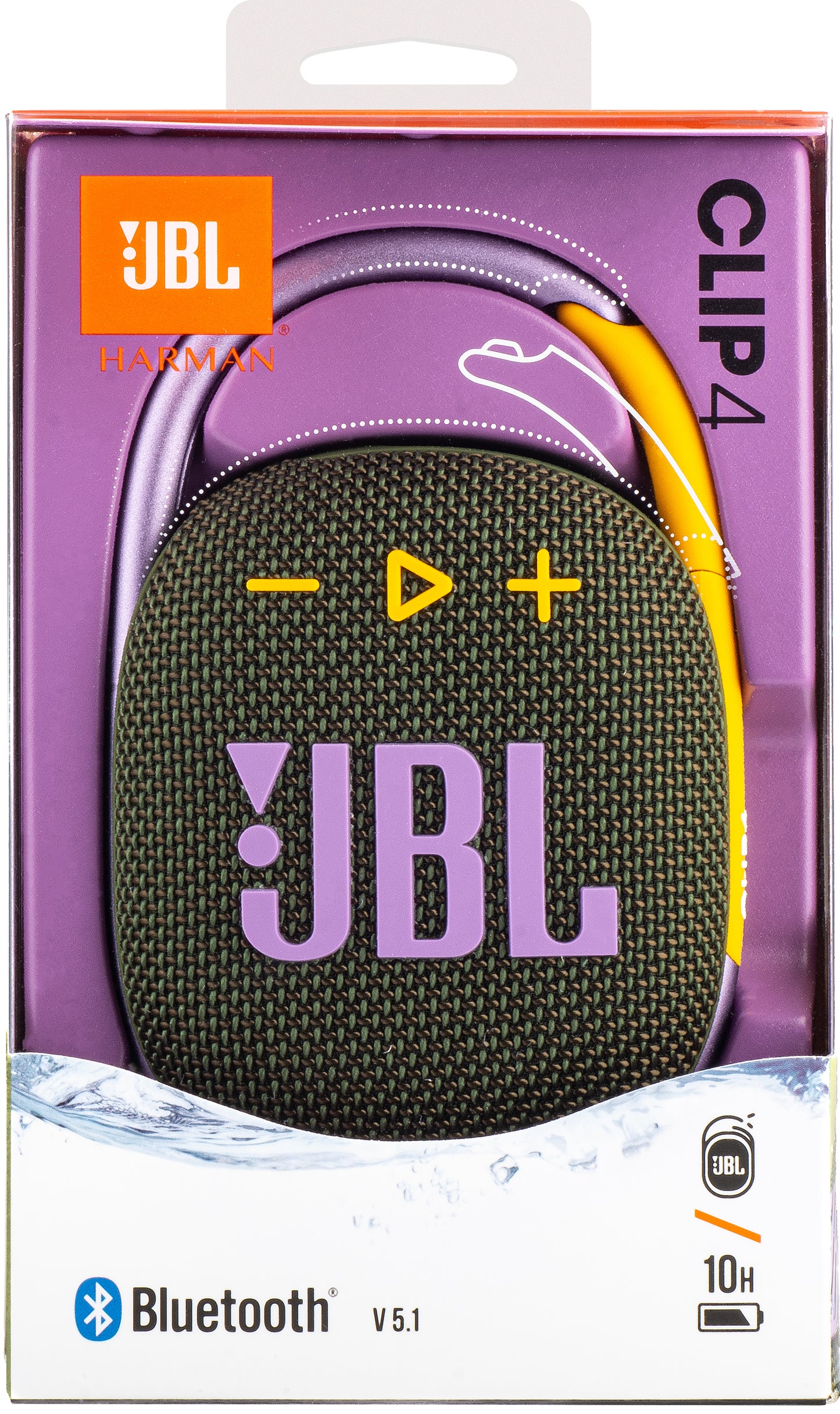 Portable Bluetooth Speaker JBL Clip 4, 5W, Pro Sound, Waterproof, Green JBLCLIP4GRN