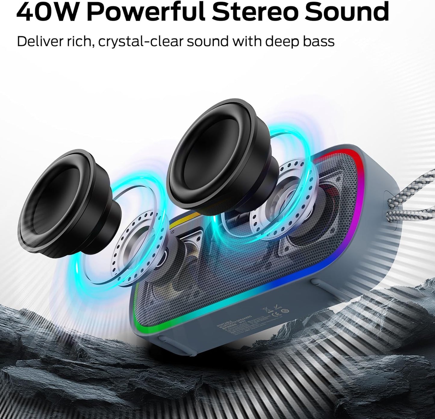 Prenosivi Bluetooth zvučnik Monster S150 Plus, 40W, TWS, RGB, Vodootporan, Plavi