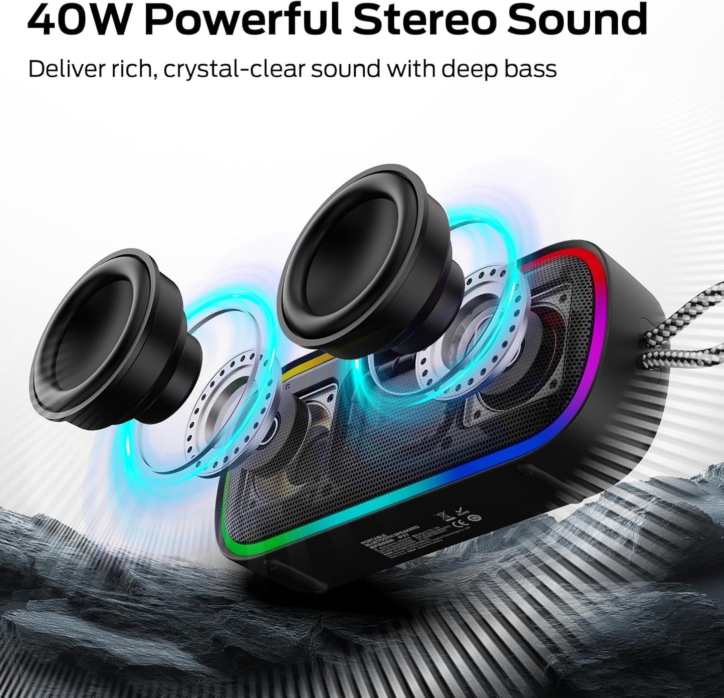 Prenosivi Bluetooth zvučnik Monster S150 Plus, 40W, TWS, RGB, Vodootporan, Crna