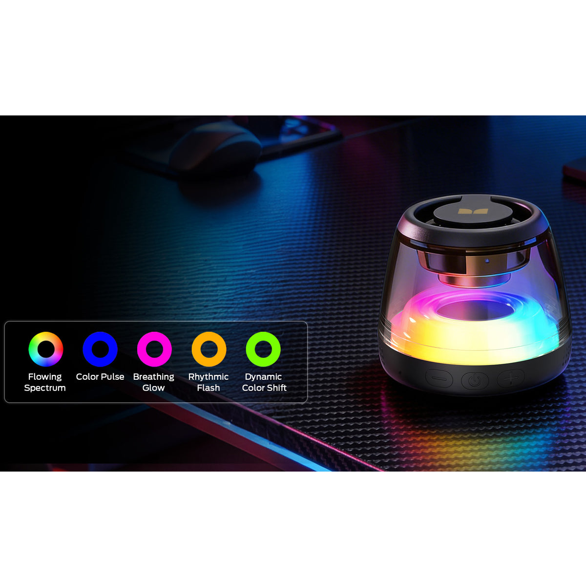 Prenosivi Bluetooth zvučnik Monster Mag Flux, 5W, TWS, RGB, Crna