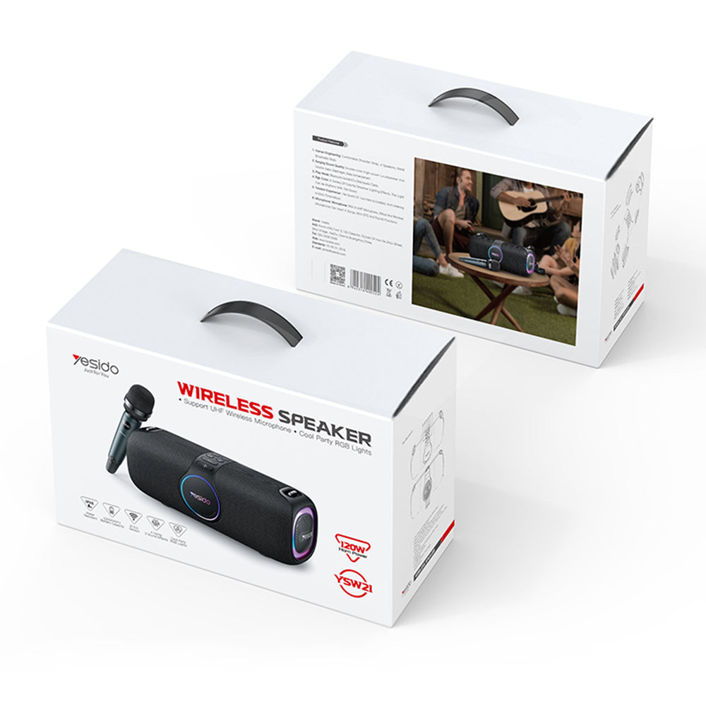 Bluetooth zvučnik Yesido YSW21 Karaoke, 120W, RGB, Vodootporan, Crna