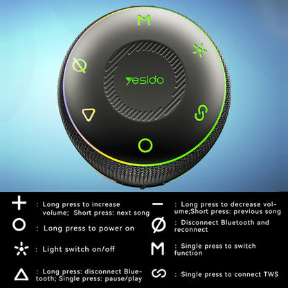 Prenosivi Bluetooth zvučnik Yesido YSW22, 30W, RGB, Vodootporan, Crni