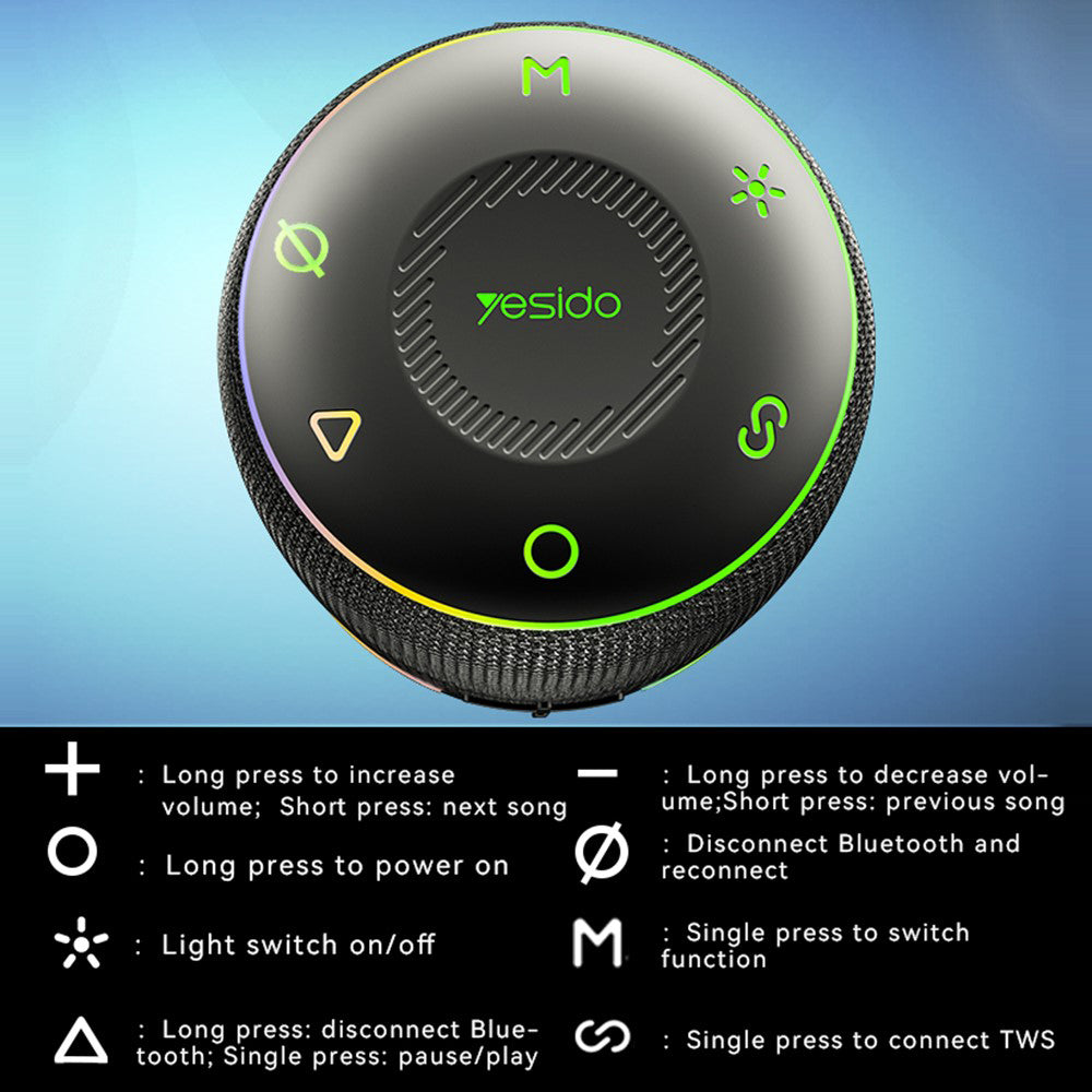 Prenosivi Bluetooth zvučnik Yesido YSW22, 30W, RGB, Vodootporan, Crni