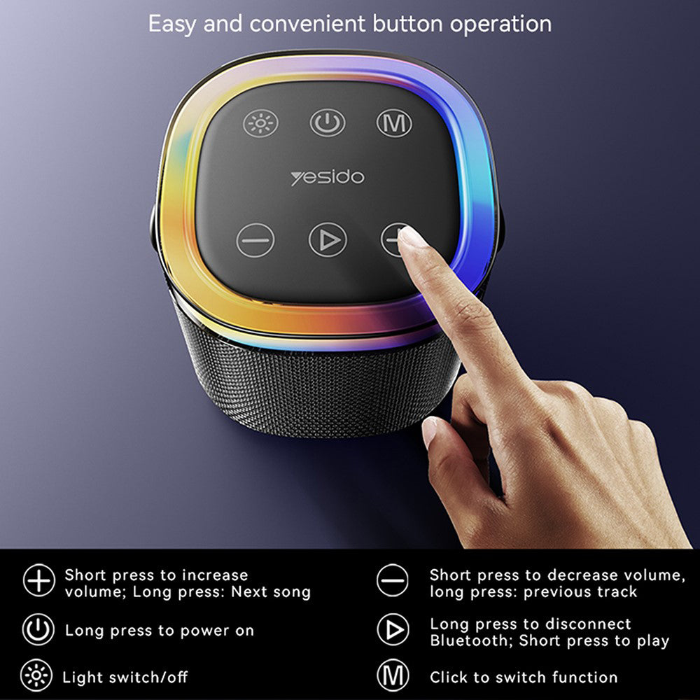 Prenosivi Bluetooth zvučnik Yesido YSW25, 5W, RGB, Crni