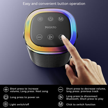 Prenosivi Bluetooth zvučnik Yesido YSW25, 5W, RGB, Crni