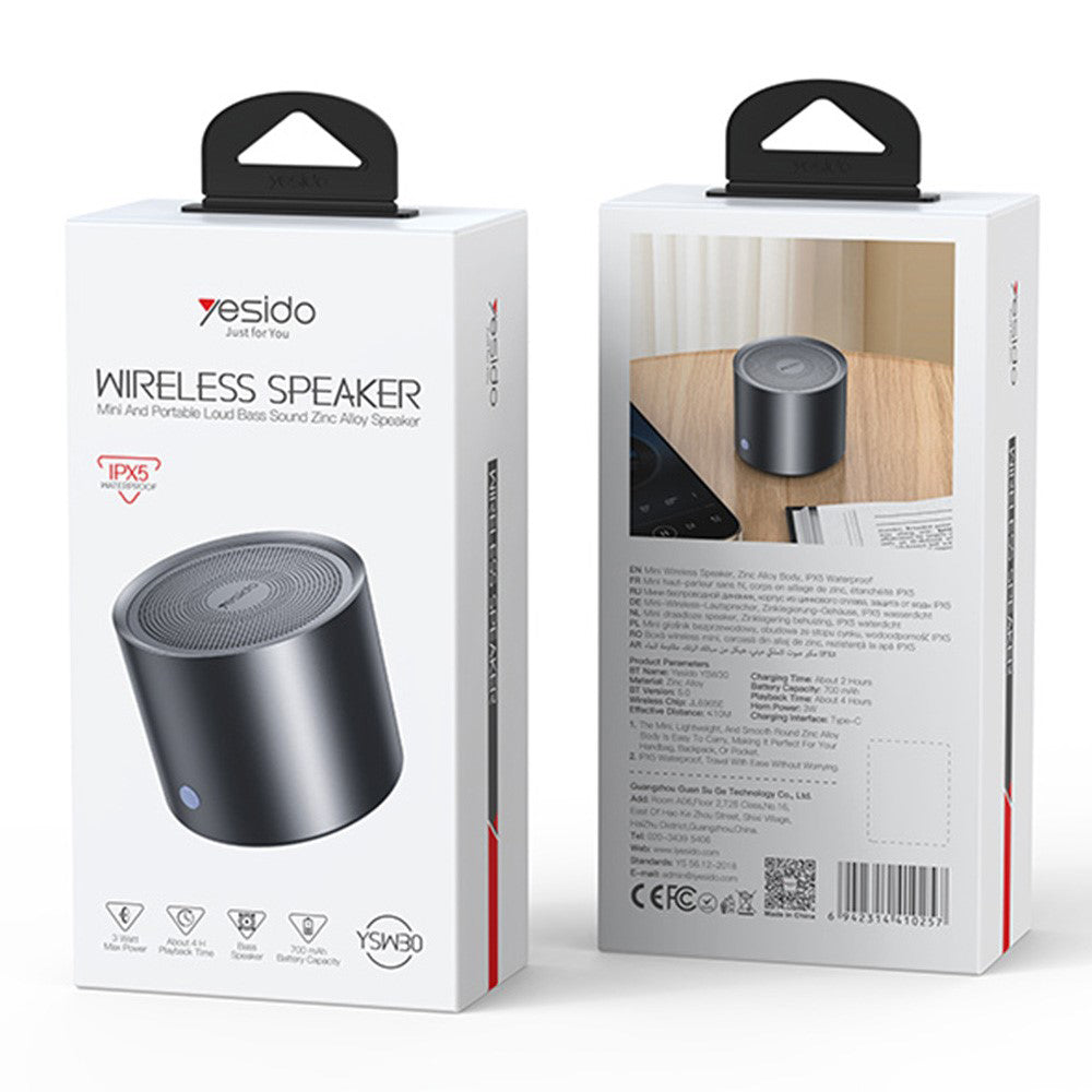 Bluetooth zvučnik Yesido YSW30, 3W, Vodootporan, Crna