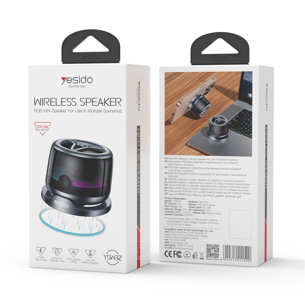 Prenosivi Bluetooth zvučnik Yesido YSW32, 3W, RGB, Crni