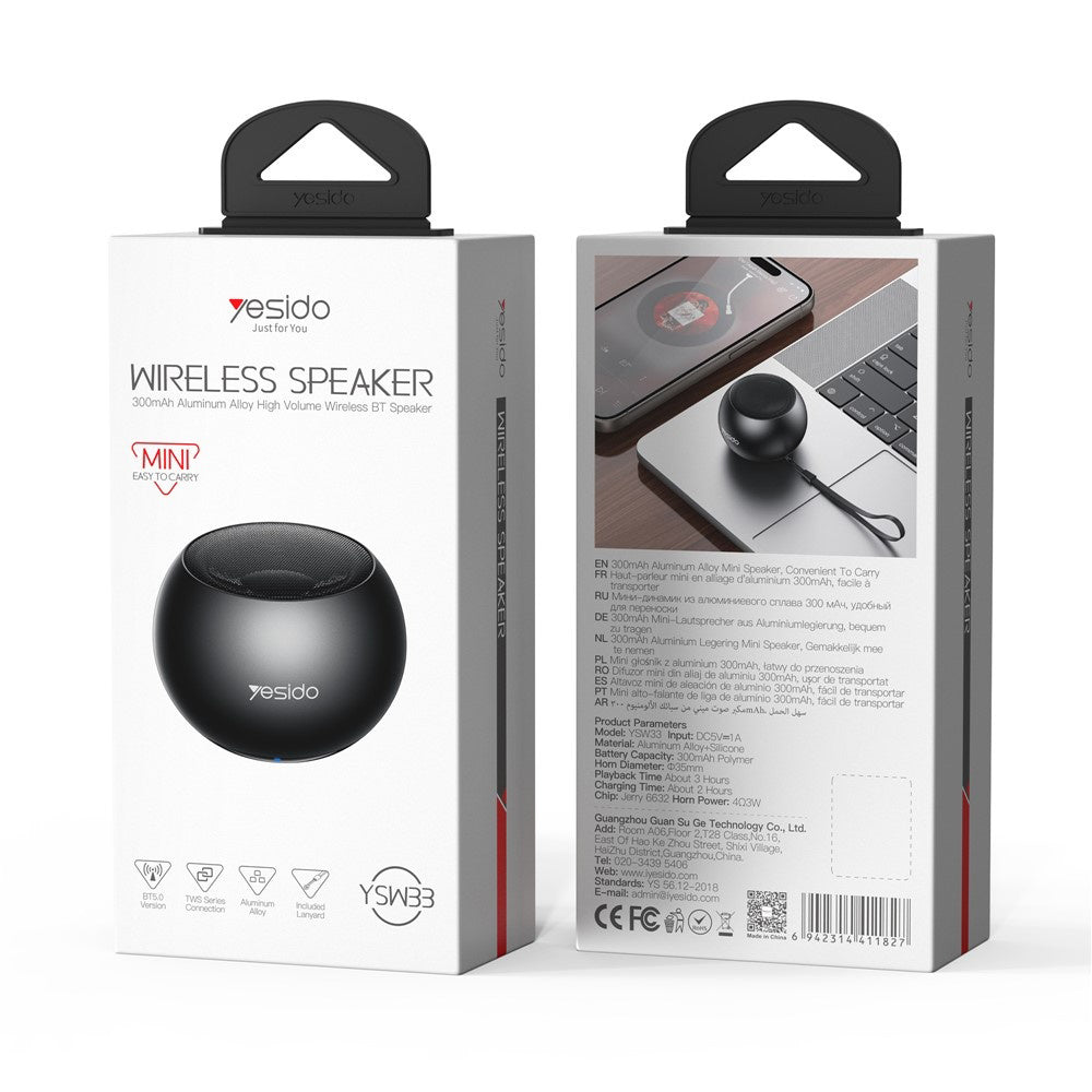 Bluetooth zvučnik Yesido YSW33, 3W, Crna