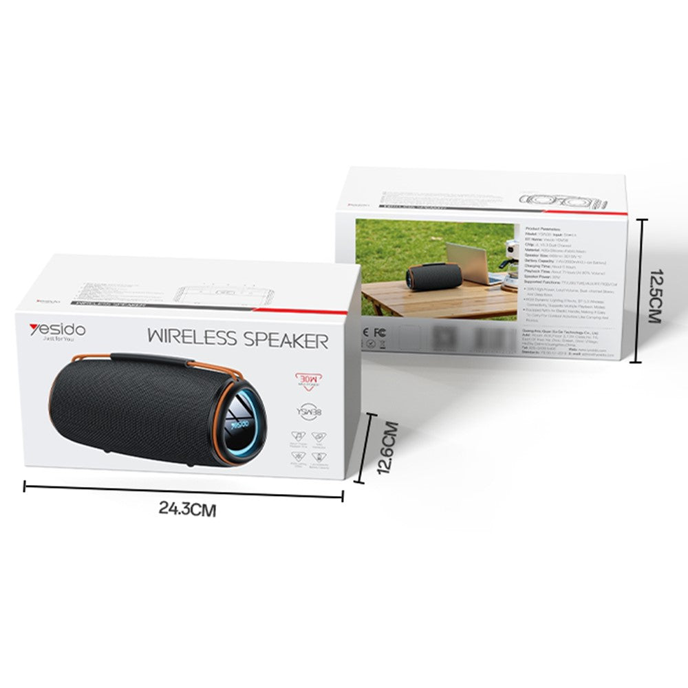 Prenosivi Bluetooth zvučnik Yesido YSW38, 30W, TWS, RGB, Crni