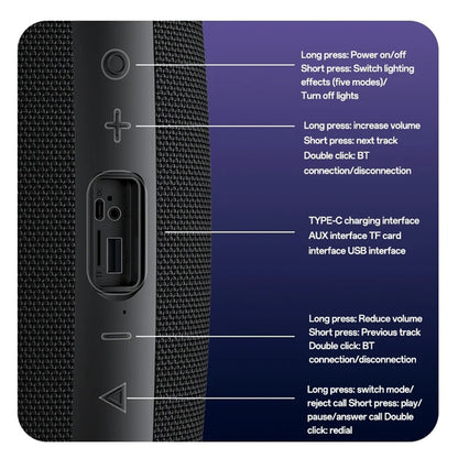 Prenosivi Bluetooth zvučnik Yesido YSW38, 30W, TWS, RGB, Crni