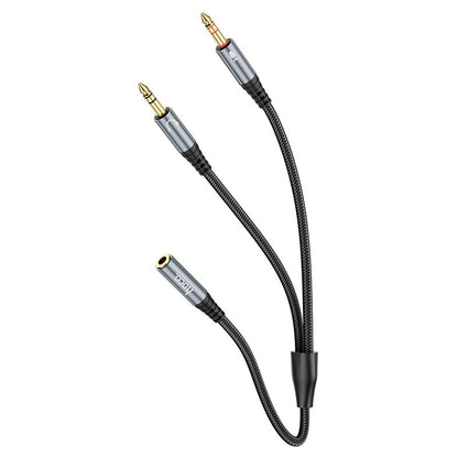 Audio Adapter 3.5mm - 2 x 3.5mm HOCO UPA21, 0.25m, Crni