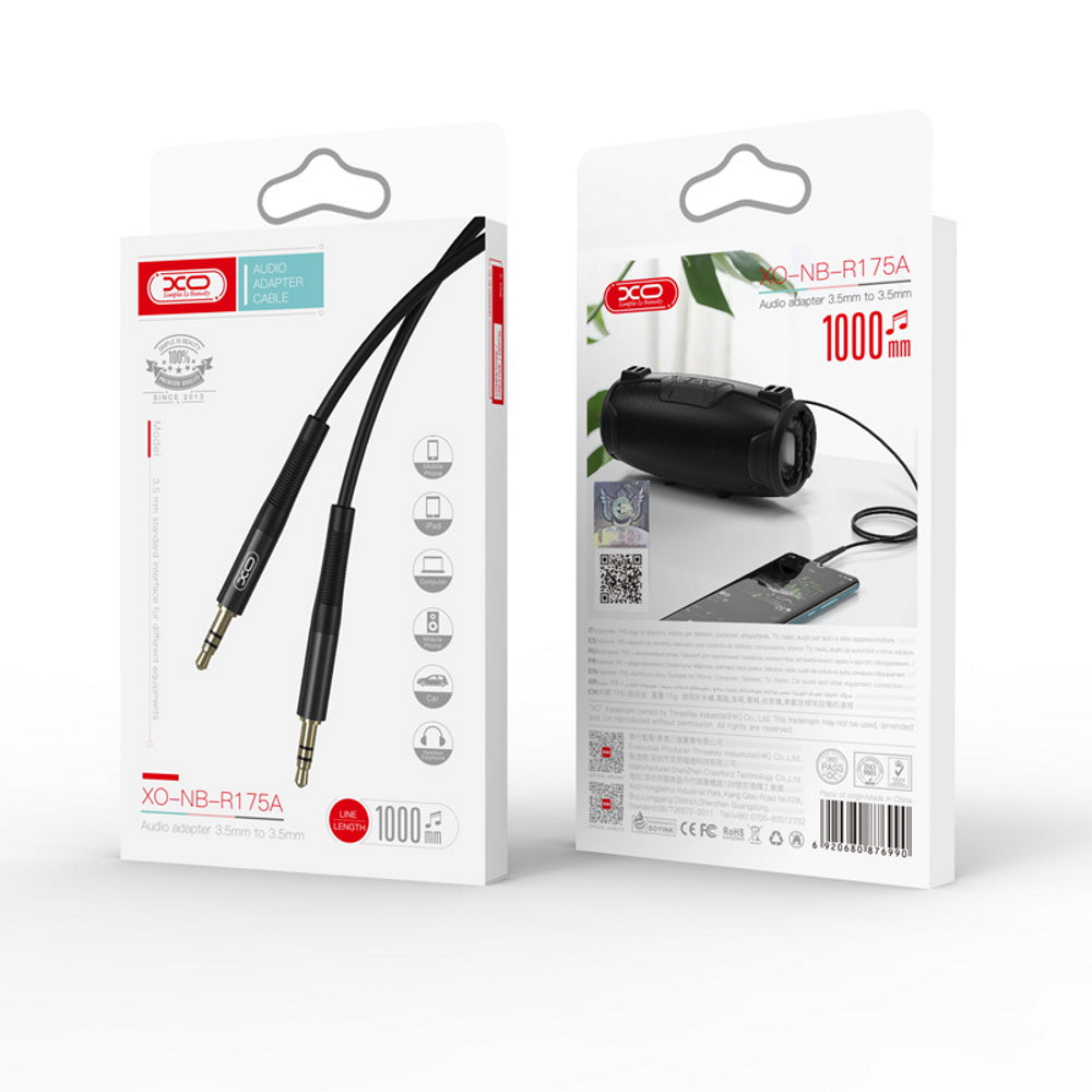 Audio kabl 3.5mm - 3.5mm XO Design NB-R175A, 1m, Crni