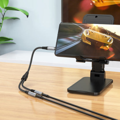 Audio Adapter 3.5mm - 2 x 3.5mm HOCO UPA21-2, 0.25m, Crni