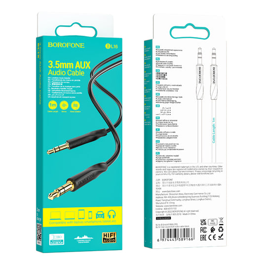 Audio Cable 3.5mm - 3.5mm Audio Cable BL16, 1m, Black 