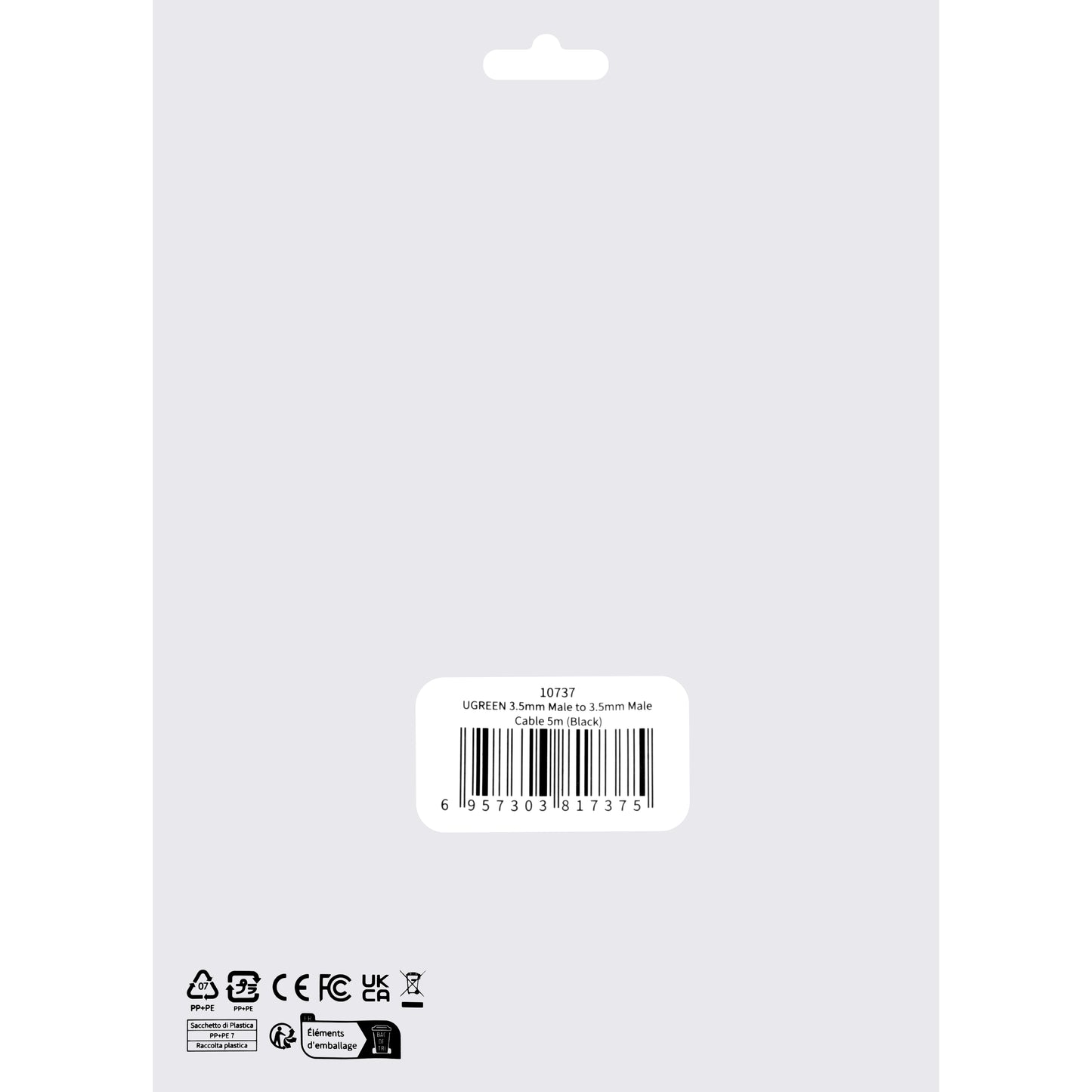 Audio kabel 3.5mm - 3.5mm UGREEN AV119, 5m, Crni