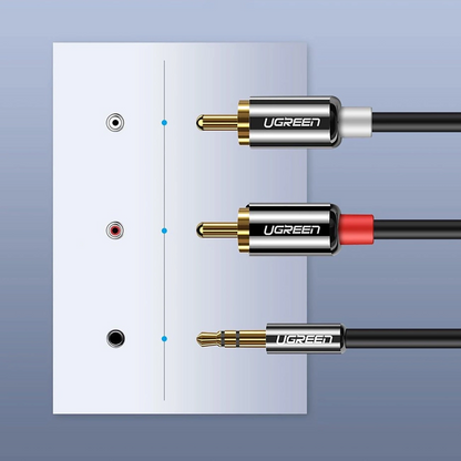 Audio kabl 3.5mm - 2 x RCA UGREEN AV116, 1m, Crni