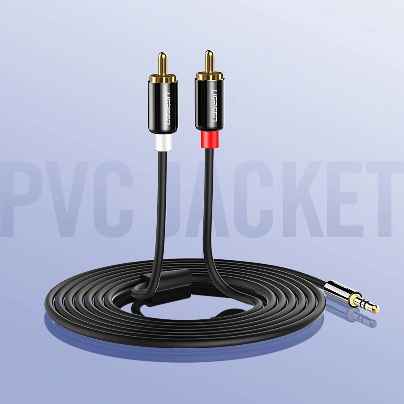 Audio kabl 3.5mm - 2 x RCA UGREEN AV116, 1m, Crni