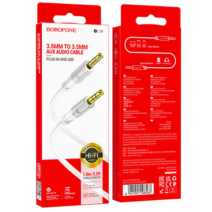 Audio kabl 3.5mm - 3.5mm Borofone BL19 Creator, 1m, Beli