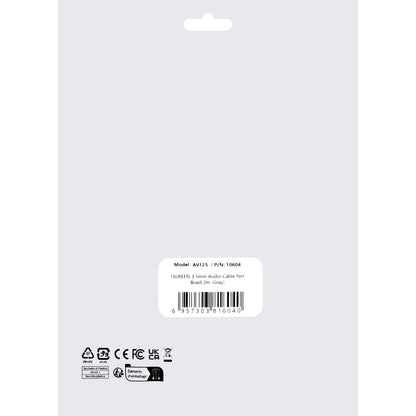 Audio Cable 3.5mm - 3.5mm UGREEN AV125, 2m, Grey 