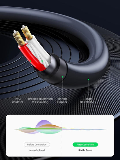 Audio Cable 3.5mm - 2 x RCA UGREEN AV102, 1m, Gray 