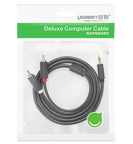 Audio kabl 3.5mm - 2 x RCA UGREEN AV102, 2m, Crni