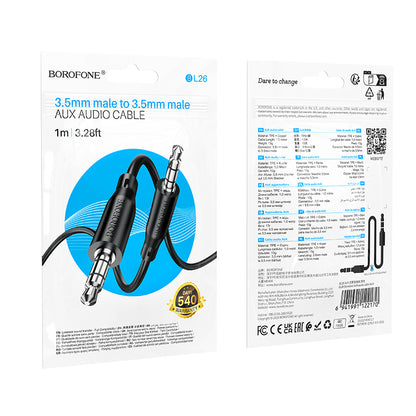 Audio kabl 3.5mm - 3.5mm Borofone BL26 Standard, 1m, Crna