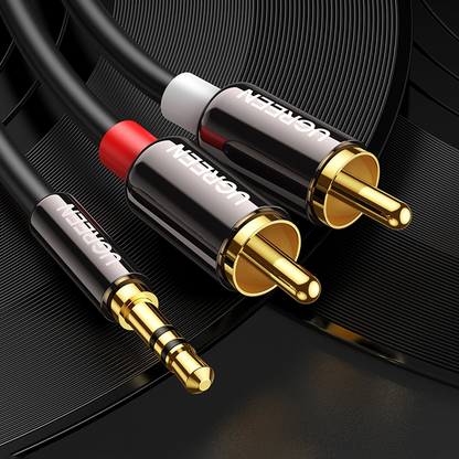 Audio kabl 3.5mm - 2 x RCA UGREEN AV116, 1m, Crni