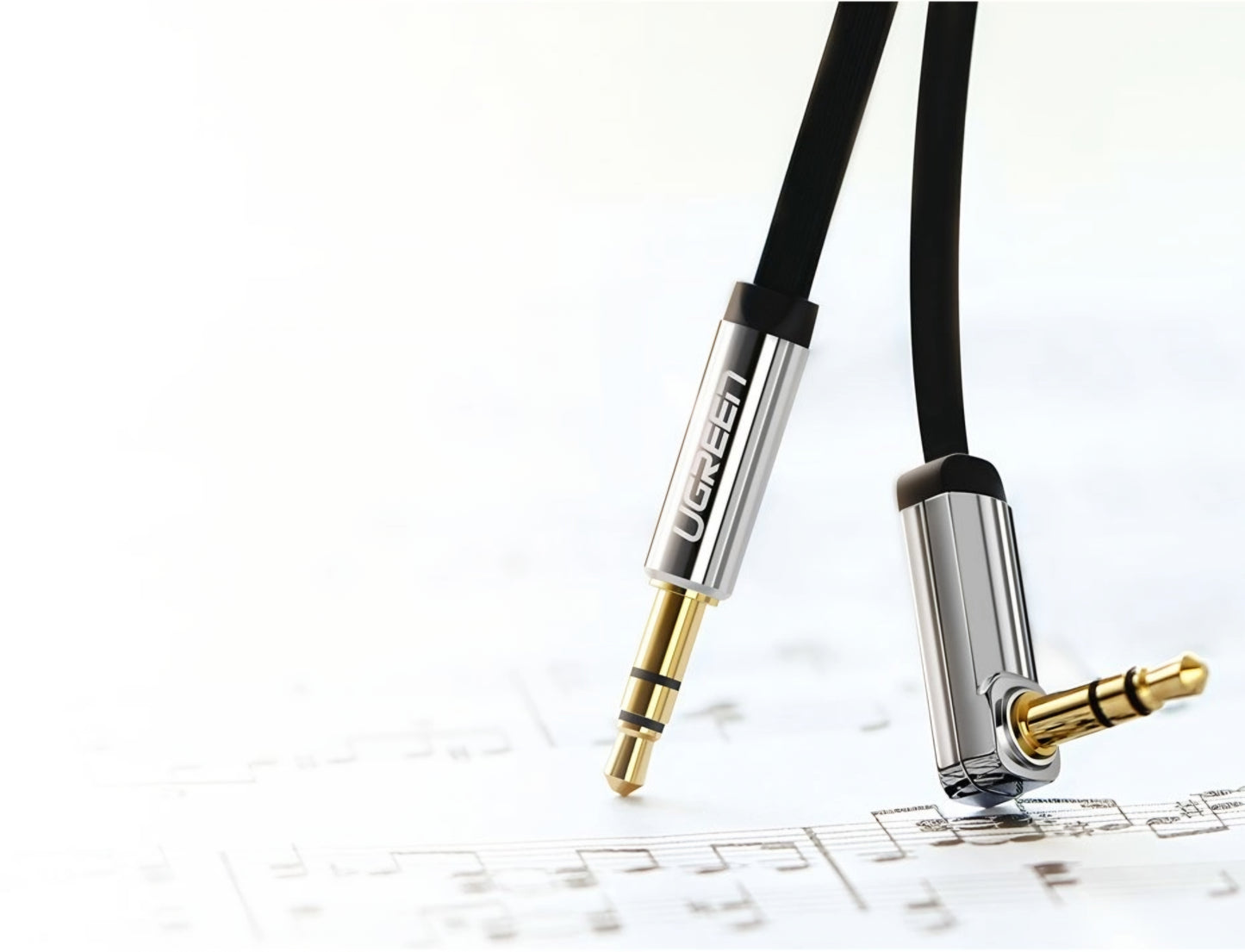 Audio kabl 3.5mm - 3.5mm UGREEN AV119 Angled, 2m, Crni