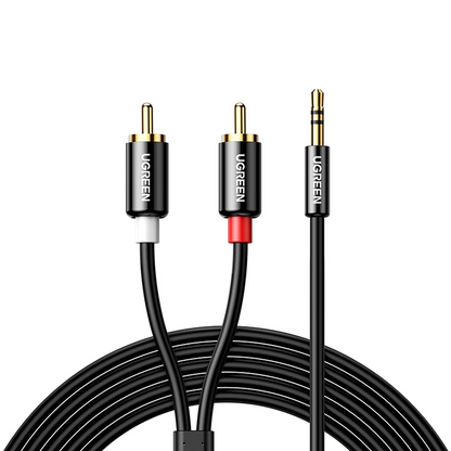 Audio kabl 3.5mm - 2 x RCA UGREEN AV116, 1m, Crni