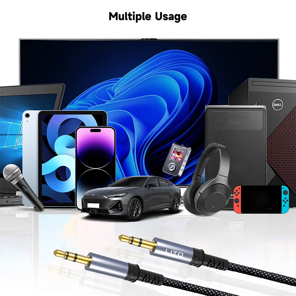 Audio kabl 3.5mm - 3.5mm Lito LA01D, 1m, Crni