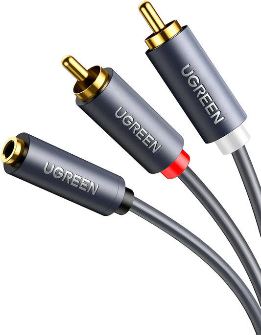 Audio Cable 3.5mm - 2 x RCA UGREEN AV102, 1m, Gray 