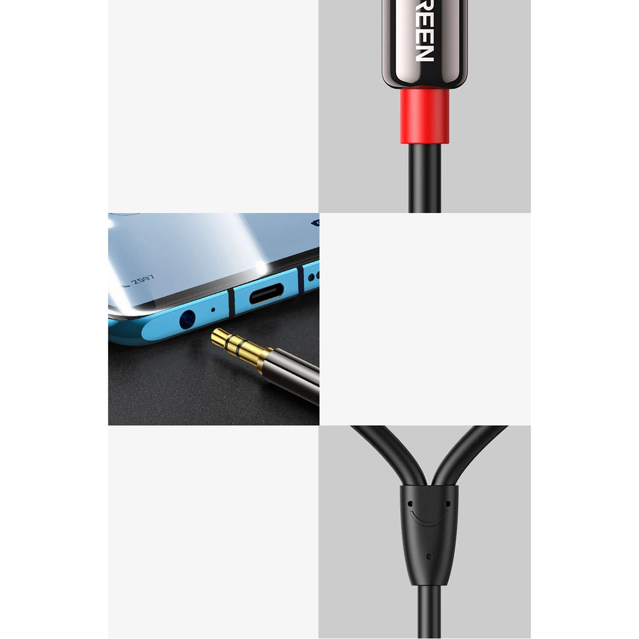 Audio kabl 3.5mm - 2 x RCA UGREEN AV116, 1m, Crni