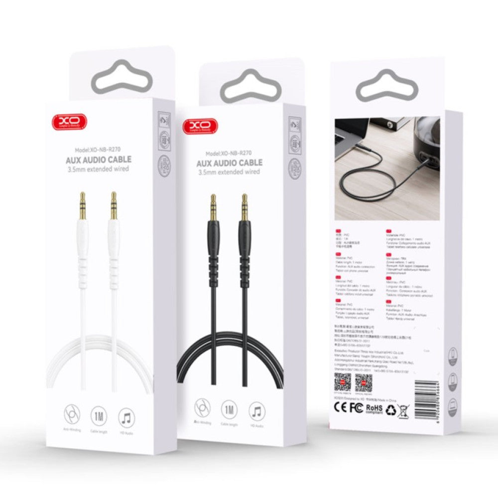 Audio kabl 3.5mm - 3.5mm XO Design NB-R270, 1m, Crni