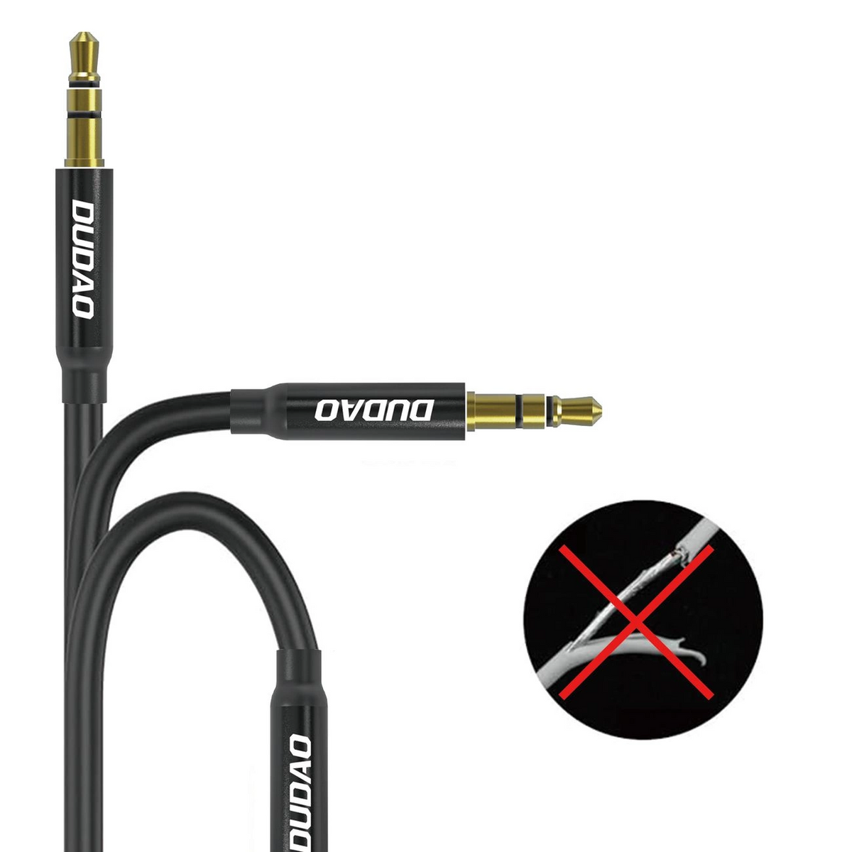 Audio kabl 3.5mm - 3.5mm Dudao L12s, 1m, Crni