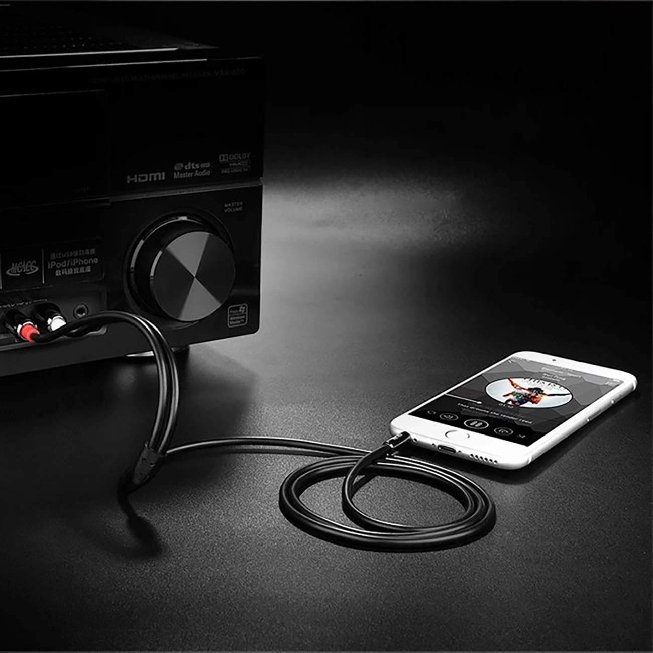 Audio kabl 3.5mm - 2 x RCA UGREEN AV116, 1m, Crni