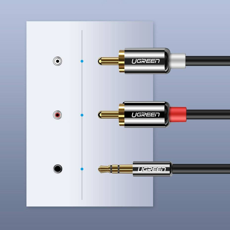 Audio kabl 3.5mm - 2 x RCA UGREEN AV116, 2m, Crni