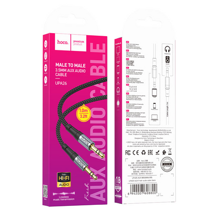 Audio kabl 3.5mm - 3.5mm HOCO UPA26, 1m, Crn