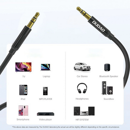 Audio kabl 3.5mm - 3.5mm Dudao L12s, 1m, Crni