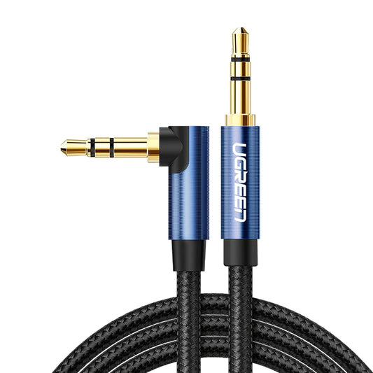 Audio Cable 3.5mm - 3.5mm UGREEN AV112 Angled, 1m, Blue 